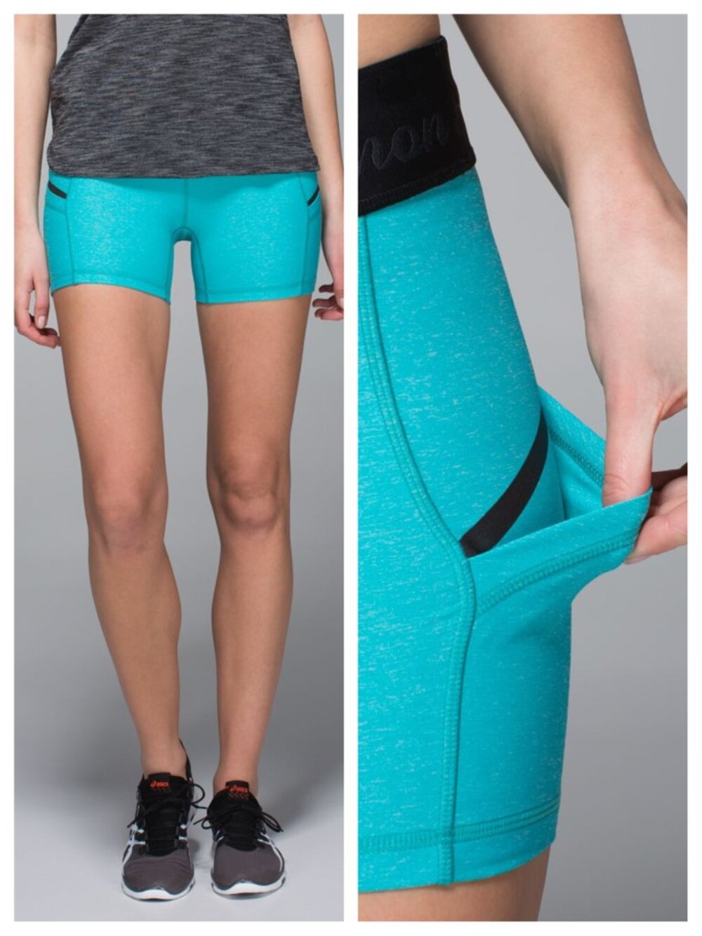 Lululemon What The Sport Short Sz 8 Heathered Blue Tropics
